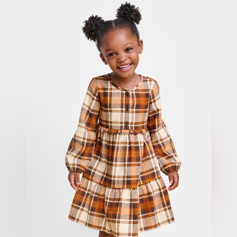 The Children's Place Plaid Dress - Brown and Cream